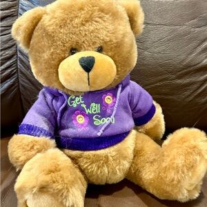 Get Well Soon Teddy Bear in Purple Sweater